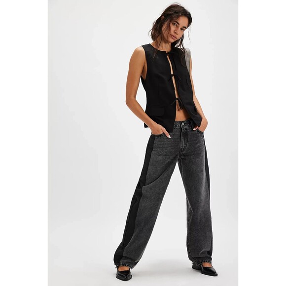 Levis Premium Womens Baggy Dad Denim Jeans 28 Black Gray Mid Rise Loose Relaxed - Picture 7 of 16